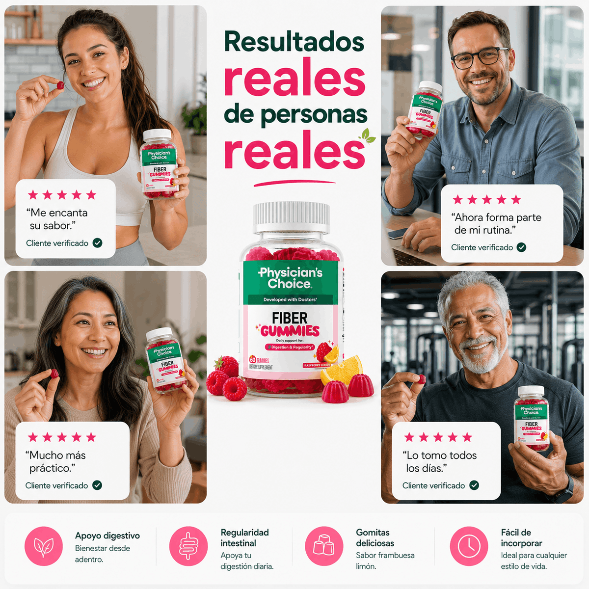 Physicians Choice | Gomitas de Fibra – 60 Cápsulas