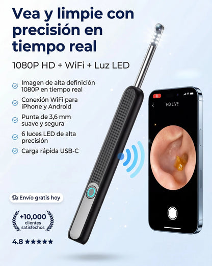 EarVision Pro™ – Limpieza Inteligente con Cámara HD