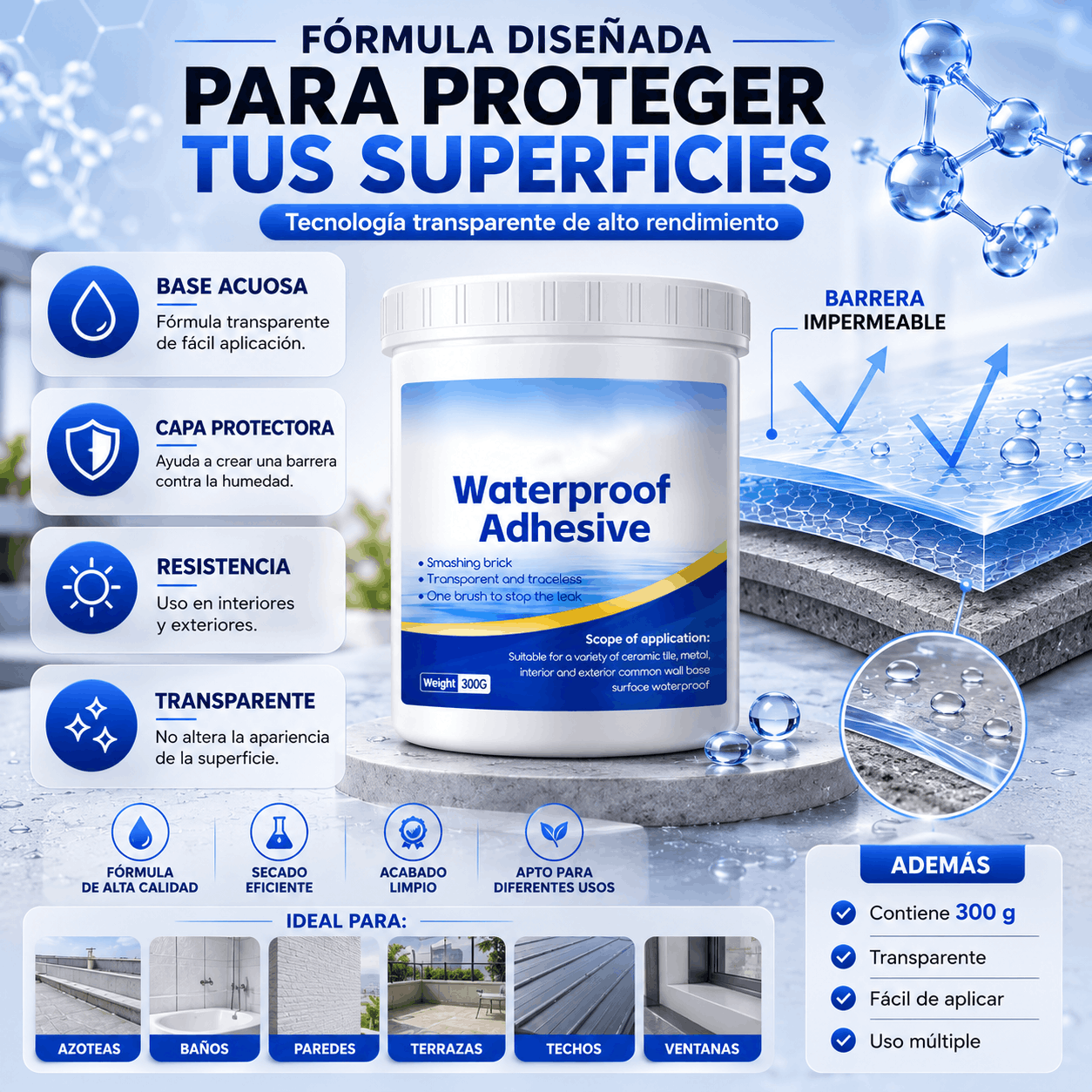 AquaShield Pro™ | Sellador Líquido Impermeabilizante Transparente 300g