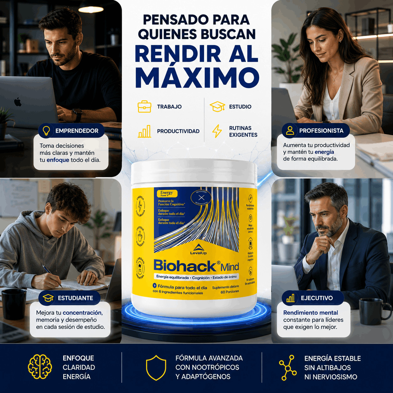 LevelUp | Biohack Mind Suplemento Neuronal