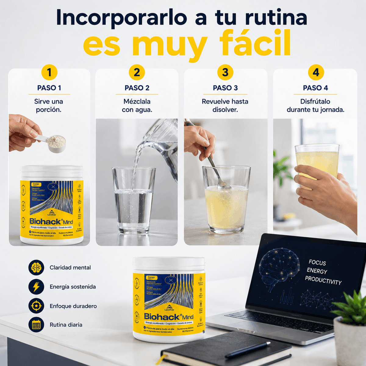 LevelUp | Biohack Mind Suplemento Neuronal