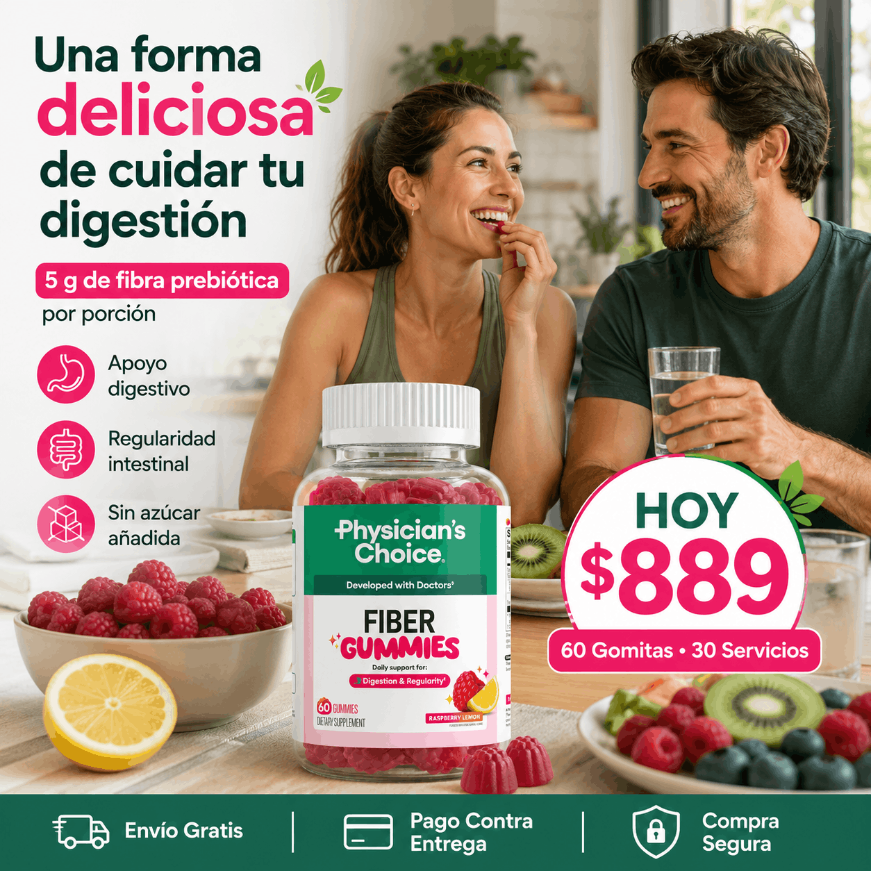 Physicians Choice | Gomitas de Fibra – 60 Cápsulas