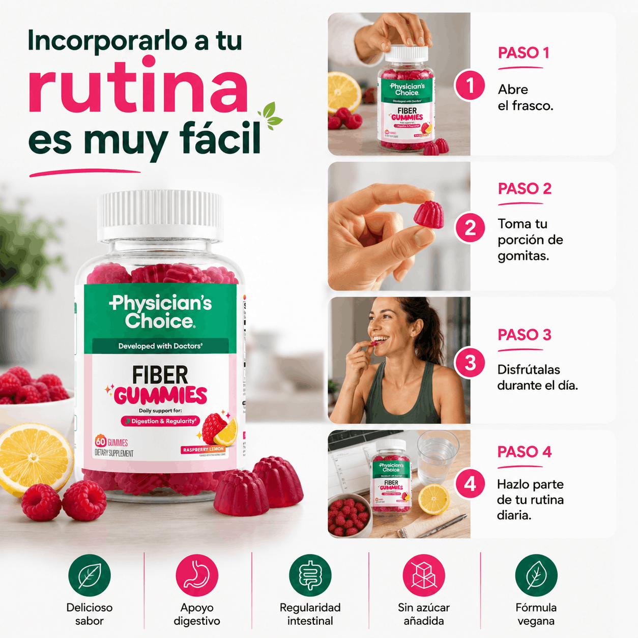 Physicians Choice | Gomitas de Fibra – 60 Cápsulas