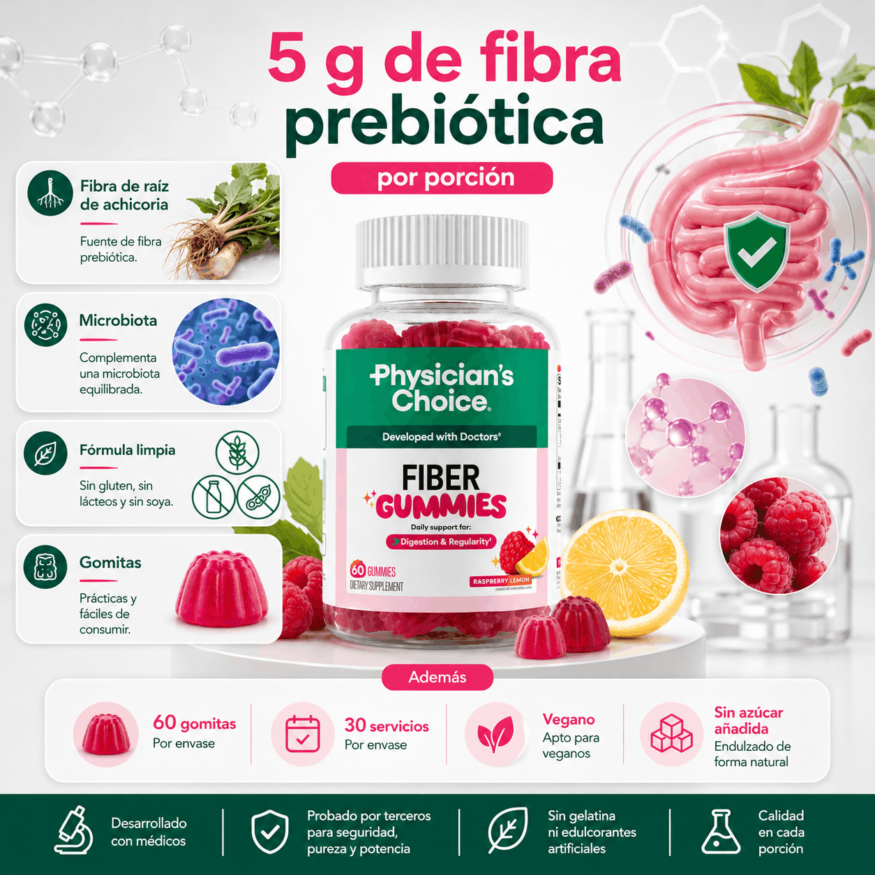 Physicians Choice | Gomitas de Fibra – 60 Cápsulas