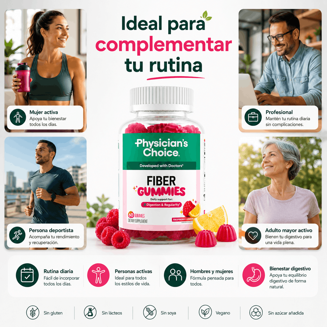 Physicians Choice | Gomitas de Fibra – 60 Cápsulas