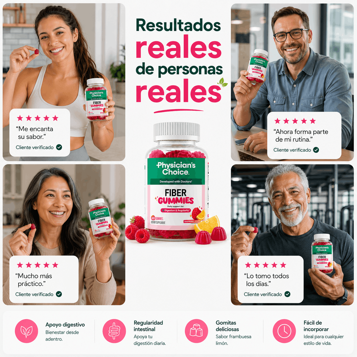 Physicians Choice | Gomitas de Fibra – 60 Cápsulas