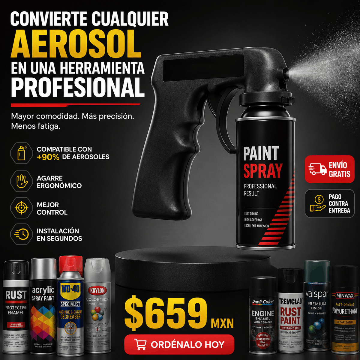 SprayGrip Pro™ | Mango Ergonómico para Aerosoles