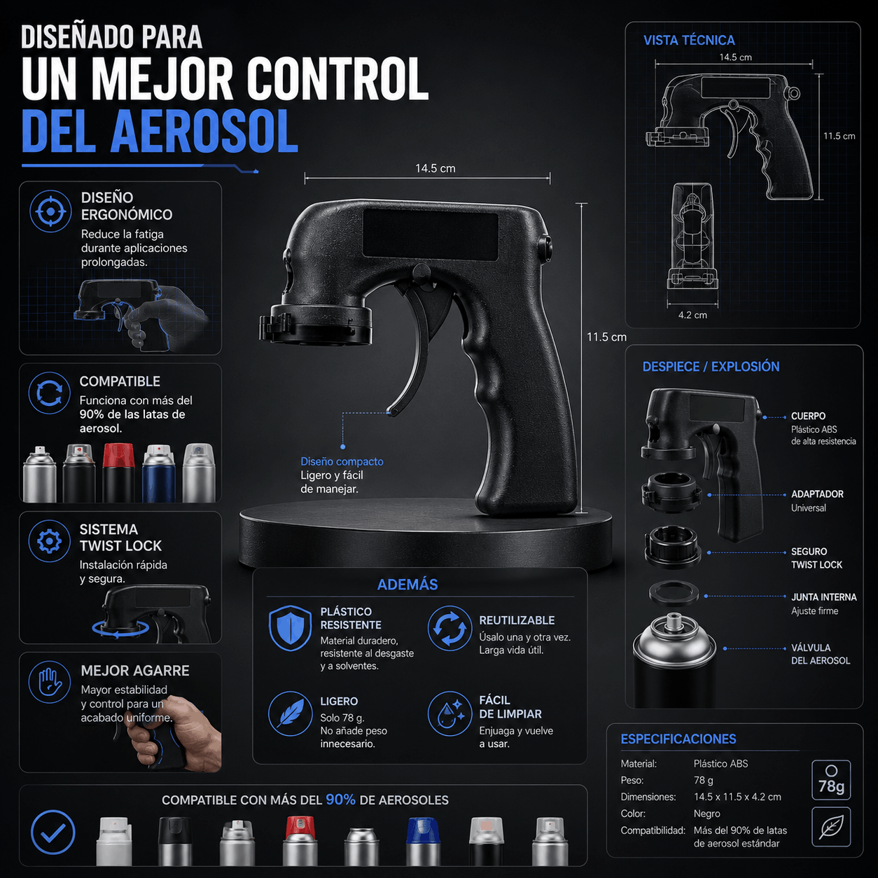 SprayGrip Pro™ | Mango Ergonómico para Aerosoles