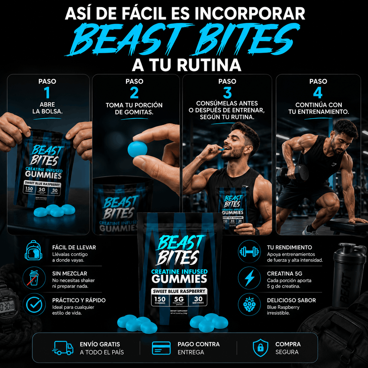 BEAST BITES – Creatina en Gomitas