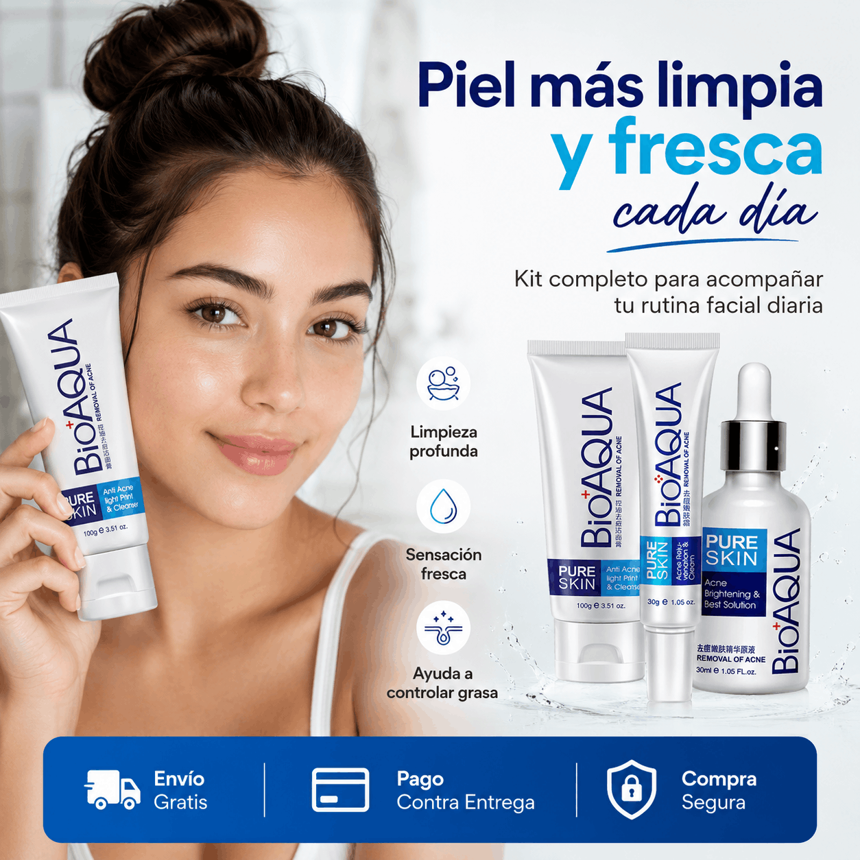 BIOAQUA Pure Skin | Set Antiacné de 3 piezas