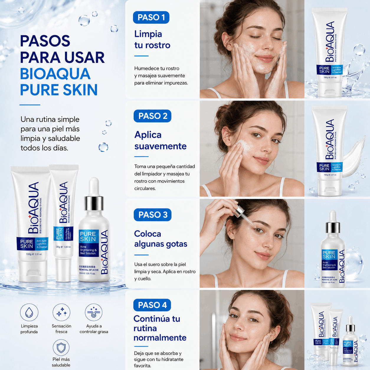 BIOAQUA Pure Skin | Set Antiacné de 3 piezas