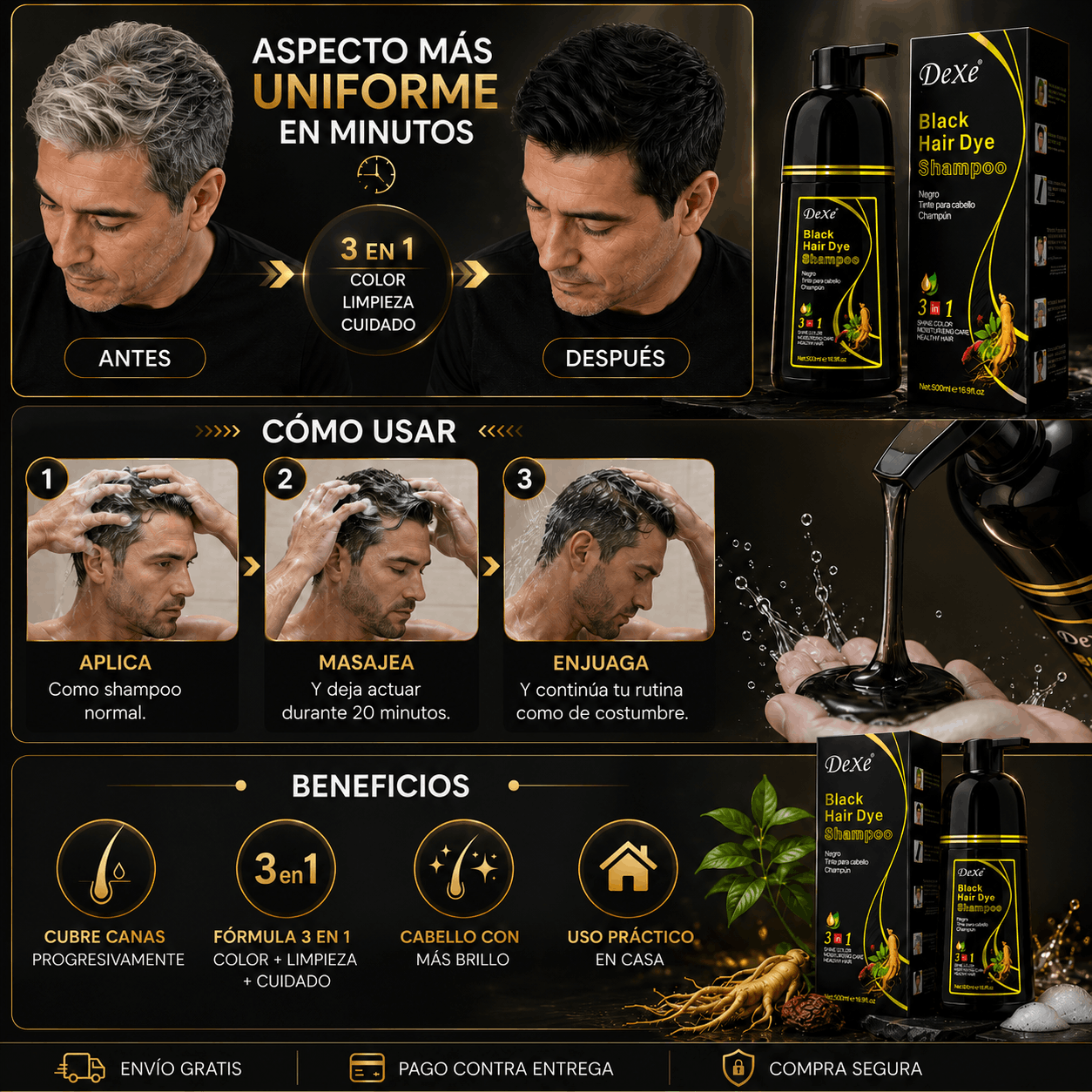 Dexe® Shampoo | Cobertura Profesional de Canas