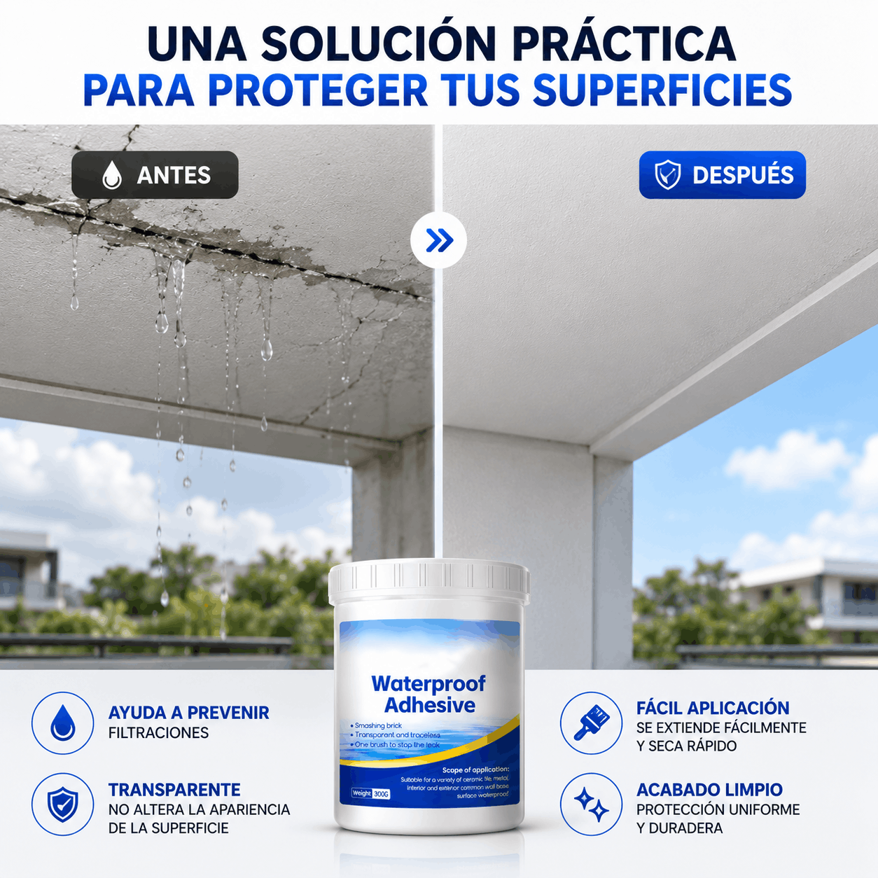AquaShield Pro™ | Sellador Líquido Impermeabilizante Transparente 300g